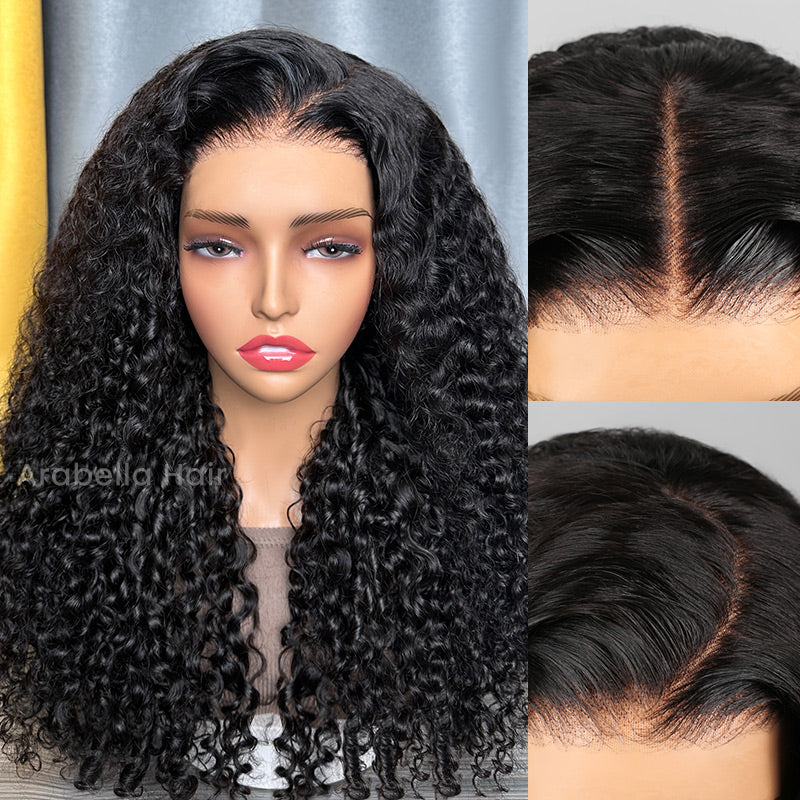 Minimalist Glueless 6x5 Pre-Cut Lace Deep Curly Natural Black Human Hair Wig