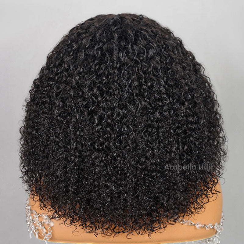 Afro Kinky Curly Wig With Bangs Natural Black Full Machine Made Wigs Remy Hair