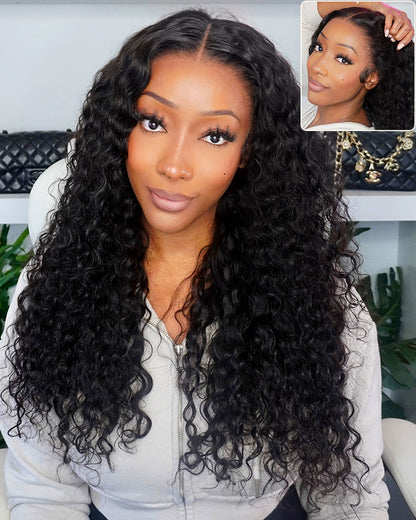 【Extra Long Wigs Sale】Arabella 13x6 Three-Go™ Glueless Wig Water Wave With Drawstring Natural Black 100% Human Hair Wig
