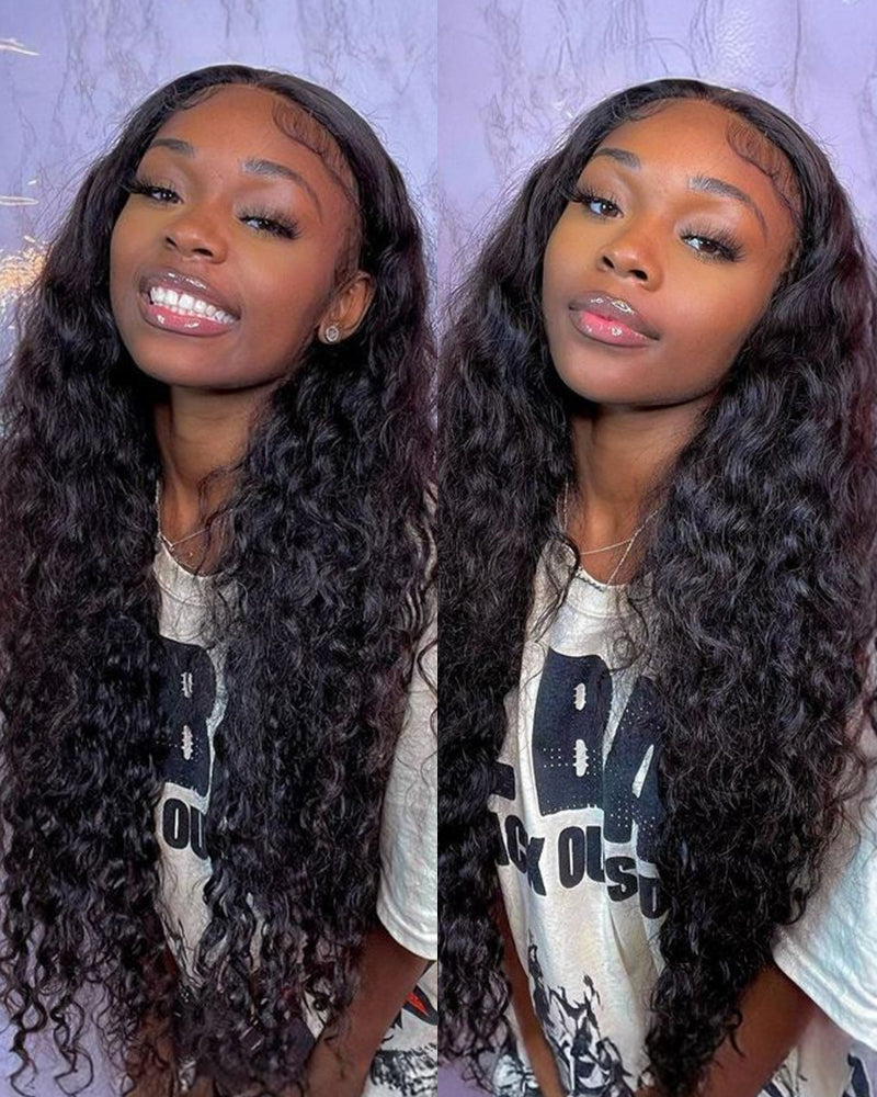 T-Part Glueless Lace Body Wave/Water Wave Natural Black Human Hair Wigs