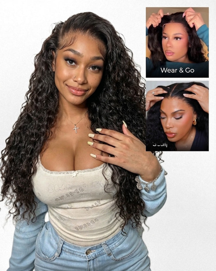 Arabella Zerowear™ 13x6 HD Lace Glueless Wig Bohemian Curl With Drawstring Natural Black 100% Human Hair Wig