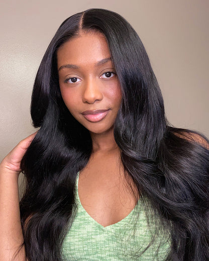 Arabella 13x6 Three-Go™ Glueless Wig Body Wave With Drawstring Natural Black 100% Human Hair Wig