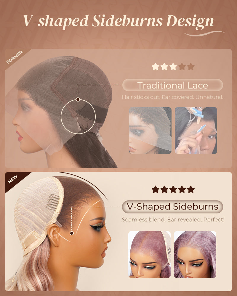 Arabella Ash Purple Straight Wigs Cap Comparsion