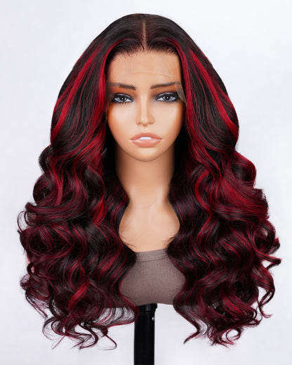 18&quot;=$90 | Arabella 13x4 Pre-All Glueless Red Highlight Body Wave Wig Invisible Knots Realistic Hairline