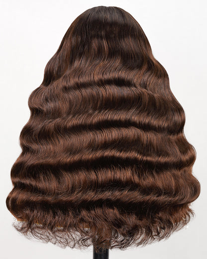 Arabella 6x5 invisible knots Glueless Chocolate Brown Natural Loose Deep Wave Wig Pre-cut Lace Beginner Friendly