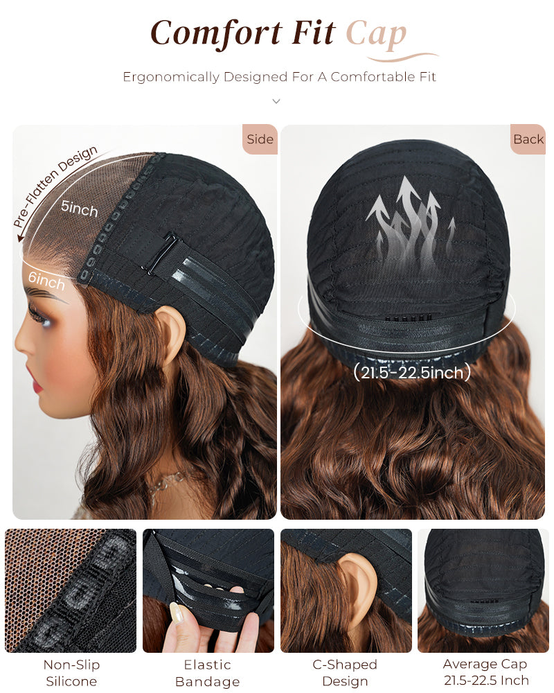 Arabella 6x5 invisible knots Glueless Chocolate Brown Natural Loose Deep Wave Wig Pre-cut Lace Beginner Friendly