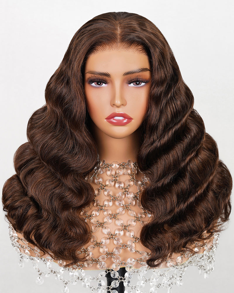Arabella 6x5 invisible knots Glueless Chocolate Brown Natural Loose Deep Wave Wig Pre-cut Lace Beginner Friendly