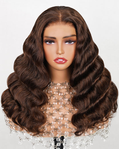 Arabella 6x5 invisible knots Glueless Chocolate Brown Natural Loose Deep Wave Wig Pre-cut Lace Beginner Friendly