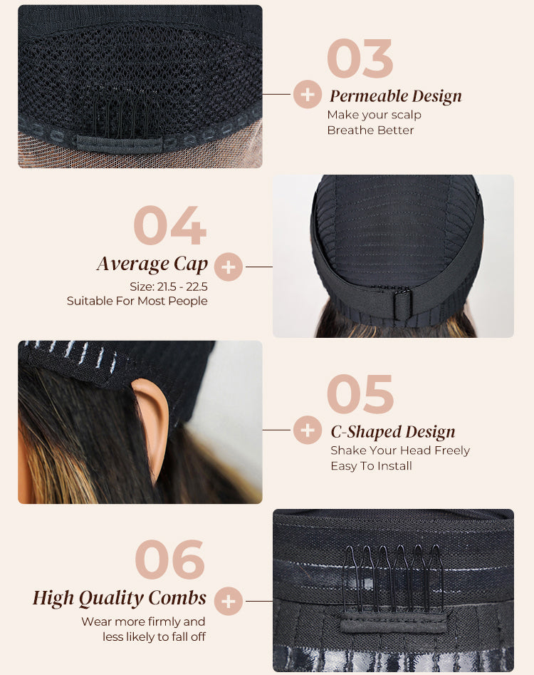 Black Hair Cap with Features Highlighted