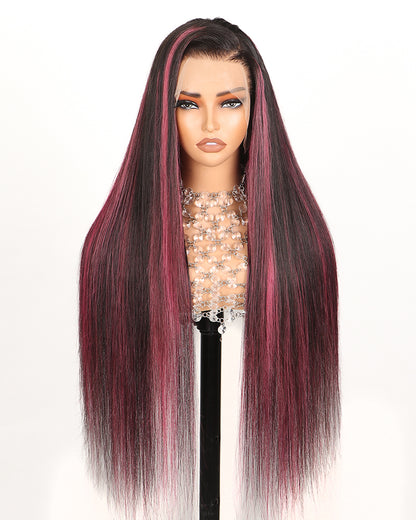 24&quot;=$150 | Arabella 13x4 Pre-All Glueless Purple Highlight Straight Wig Invisible Knots Realistic Hairline