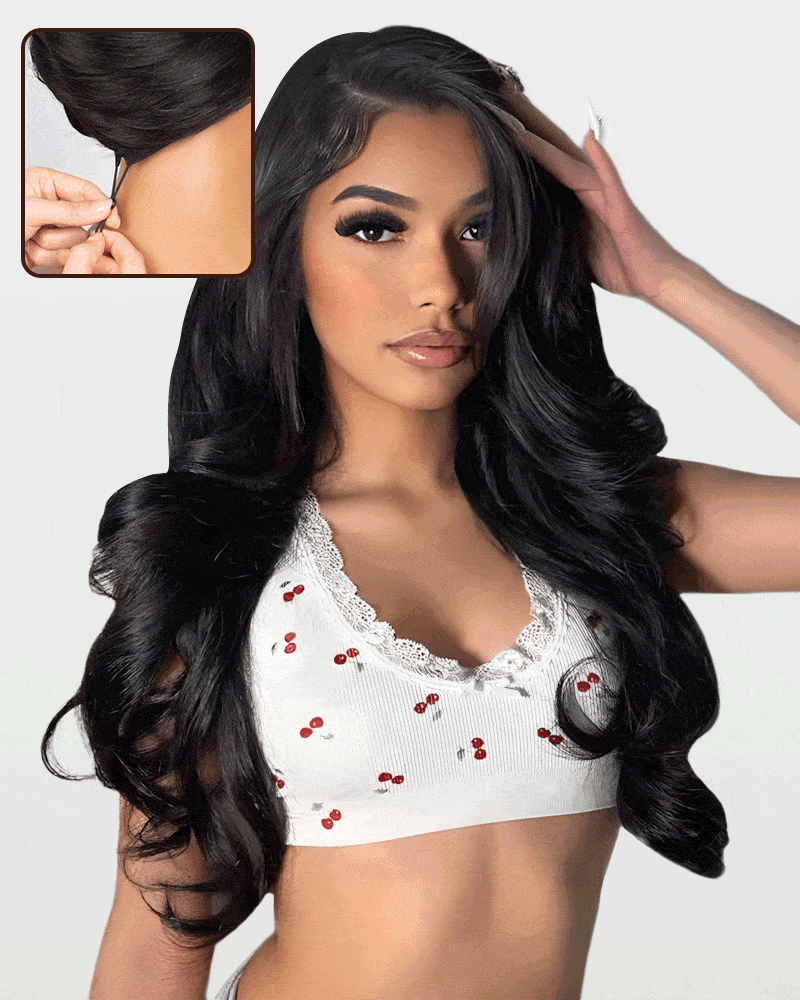Pure-Luxe™ Body Wave Natural Black/Dark Brown Colored Pre-Cut 13x6 Lace 200%/250% Ultra-Dense Glueless Human Hair Wig