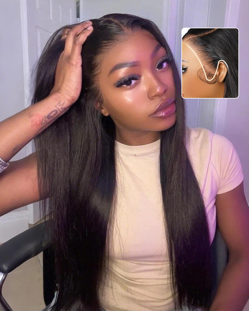 Arabella 13x6 Three-Go™ Glueless Wig 36Inch Super Long Silky Straight With Drawstring Natural Black 100% Human Hair Wig