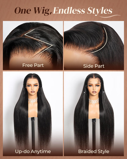 Pure-Luxe™ Silky Straight Natural Black/Brown Colored Pre-Cut Glueless 13x6 Lace 200%/250% Ultra-Dense Human Hair Wig