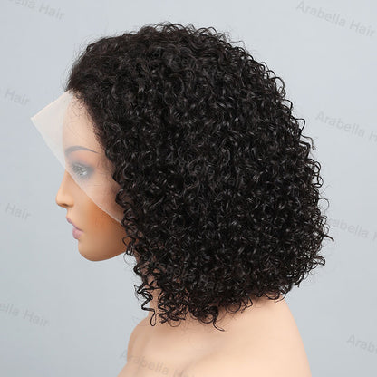 Minimalist Short Bob: Glueless Jerry Curly 13x4 Lace Front Natural Black Human Hair Wig