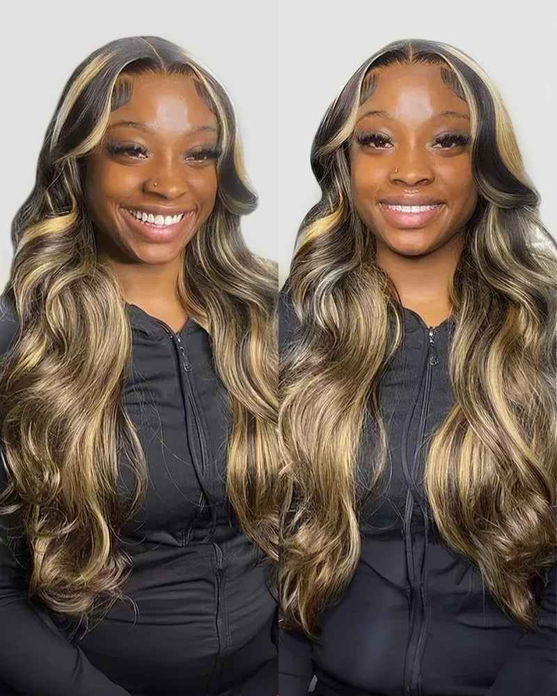 V Part 2.0 Balayage Color Body Wave No Glule Needed Upgraded V Part Cap Human Hair Wigs