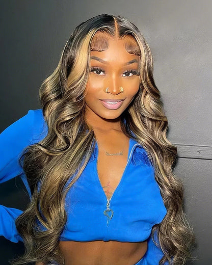 5x5 Glueless Lace Body Wave Balayage Colored Human Hair Wigs