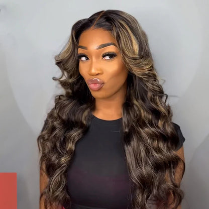 【30&quot; Super Sale】Minimalist Color Series Glueless 13x4 Lace Front Pre-Bleached Knots Blonde and Brown Highlight Colored Body Wave/Straight Human Hair Wig