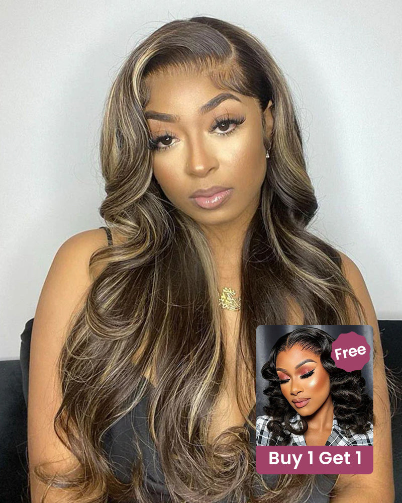 Bogo Sale | Balayage Color Body Wave 24inches+Natural Black Loose Wave Bob 14inches-6x5 Lace