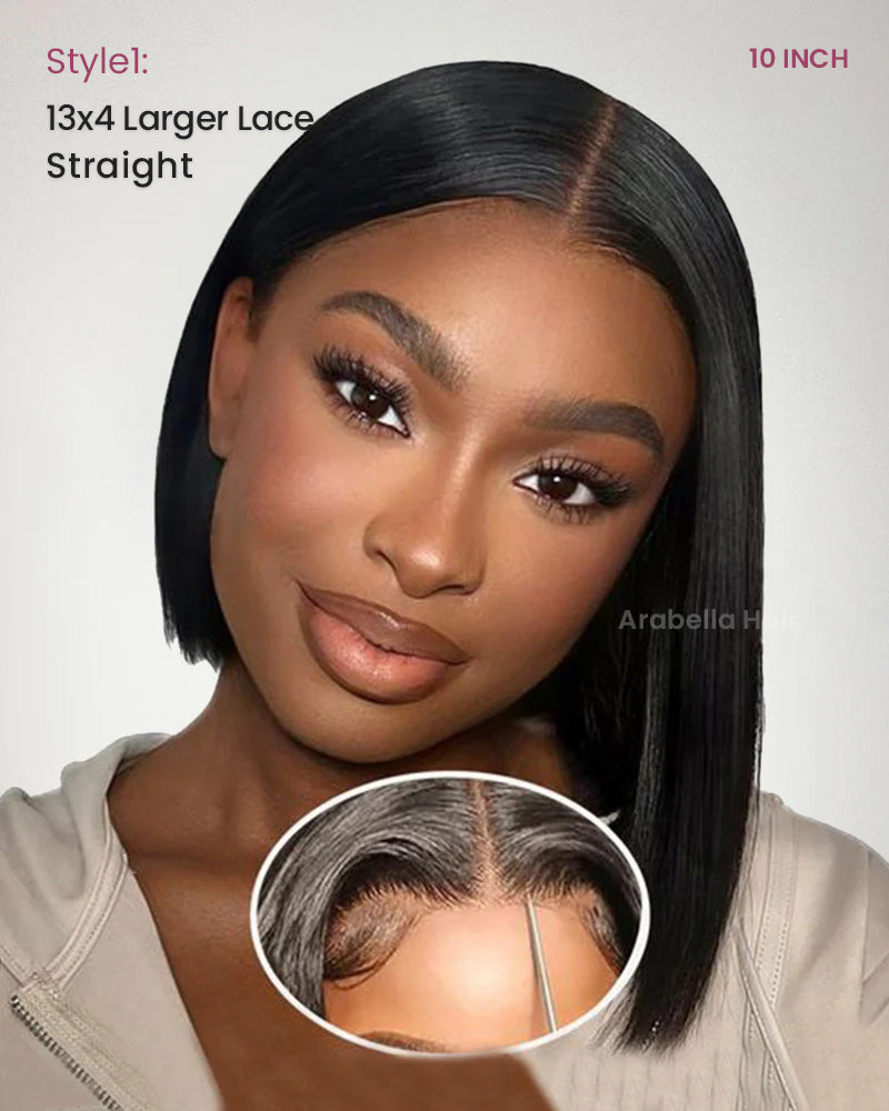 【$159=3 Wigs Bundle Deal】 Minimalist Lace Straight/Curly Chic Bob Style Pre-Bleached Knots Easy-Wear Human Hair Wig