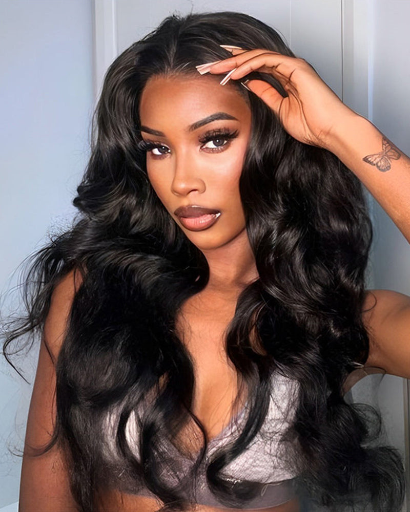 【Flash Sale】13x4 Frontal Lace Closure Body Wave/ Deep Curly Wave Natural Black Human Hair Wig