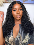 000Deep Wave Natural Black Curly Glueless 4x4 Lace Human Hair Wigs