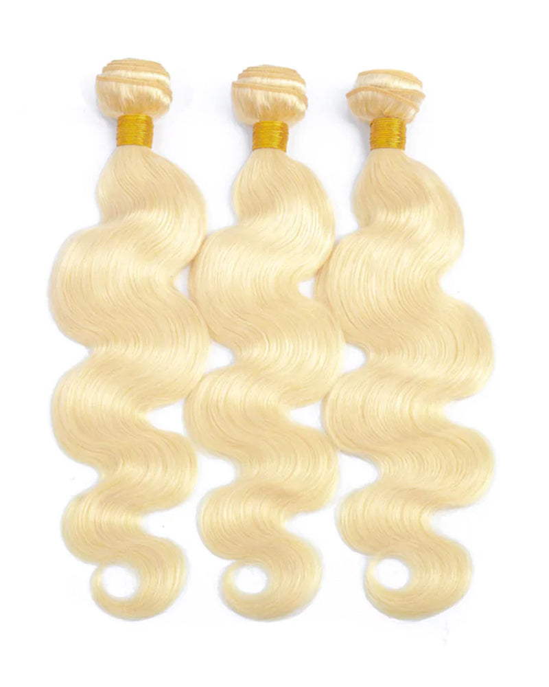 {12A 3Pcs} 613 Blond Body Wave/Straight Virgin Human Hair Weft 3pcs/pack Human Virgin Hair Extensions