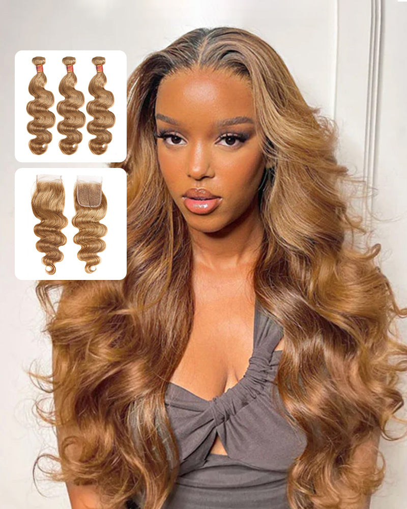 {12A 3Pcs+Closure} Light Brown 