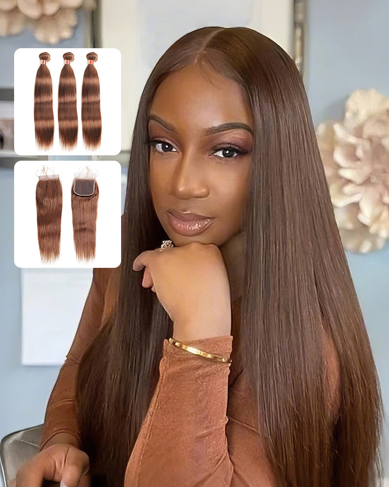 {12A 3Pcs+Closure} Dark Brown 