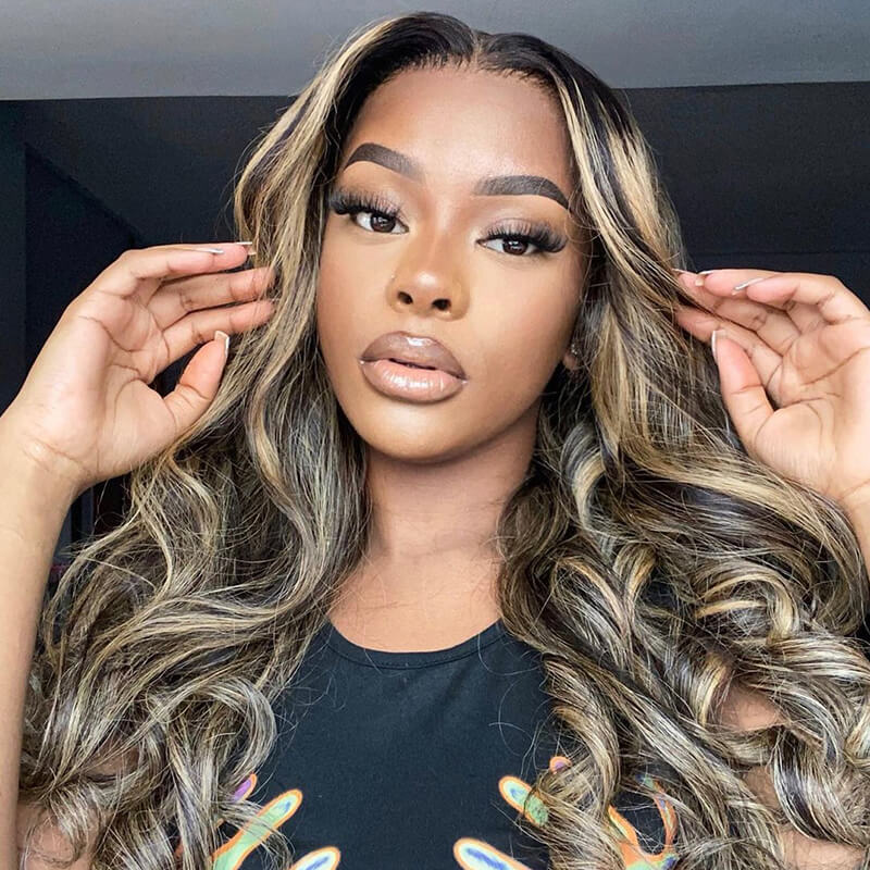 5x5 Glueless Lace Body Wave Balayage Colored Human Hair Wigs