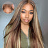 Arabella 【30" Super Sale】 Minimalist Color Series 13x4 Lace Front Pre-Bleached Knots Blonde and Brown Highlight Colored Body Wave/Straight Human Hair Wig Straight Piano Highlight