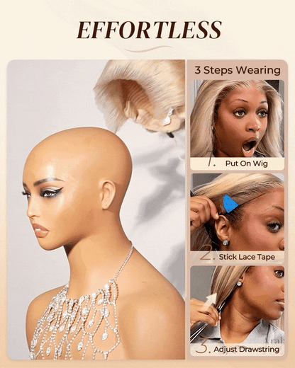 Arabella 13x6 Three-Go™ Glueless Blonde Highlight Loose Body Wave/Silky Straight Wig With Drawstring For Beginner