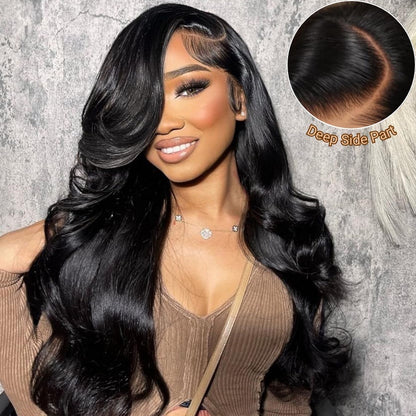 HD Lace 13x4 Frontal Wig - Invisible Swiss Lace Body Wave Wig with Real HD Lace in Natural Black Free Part