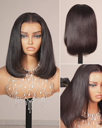Arabella 13x6 Three-Go™ Glueless Wig Silky Straight With Drawstring Natural Black 100% Human Hair Wig