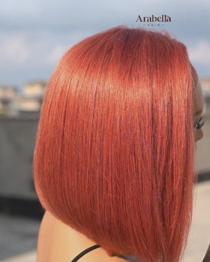 Arabella 6x5 Invisible Knots Glueless Ginger Brown Straight Bob Wig Pre-cut Lace Beginner Friendly