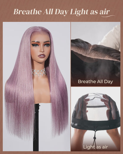 Arabella Ash Purple Straight Wigs Side