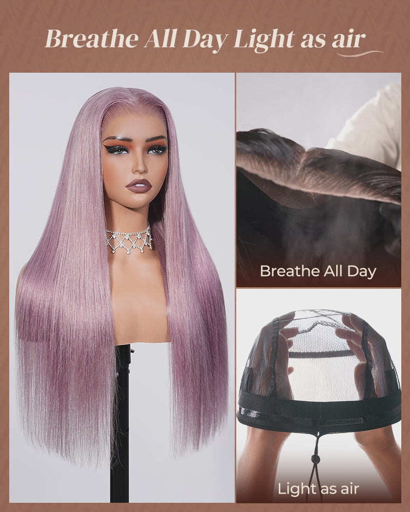 Arabella Ash Purple Straight Wigs Side