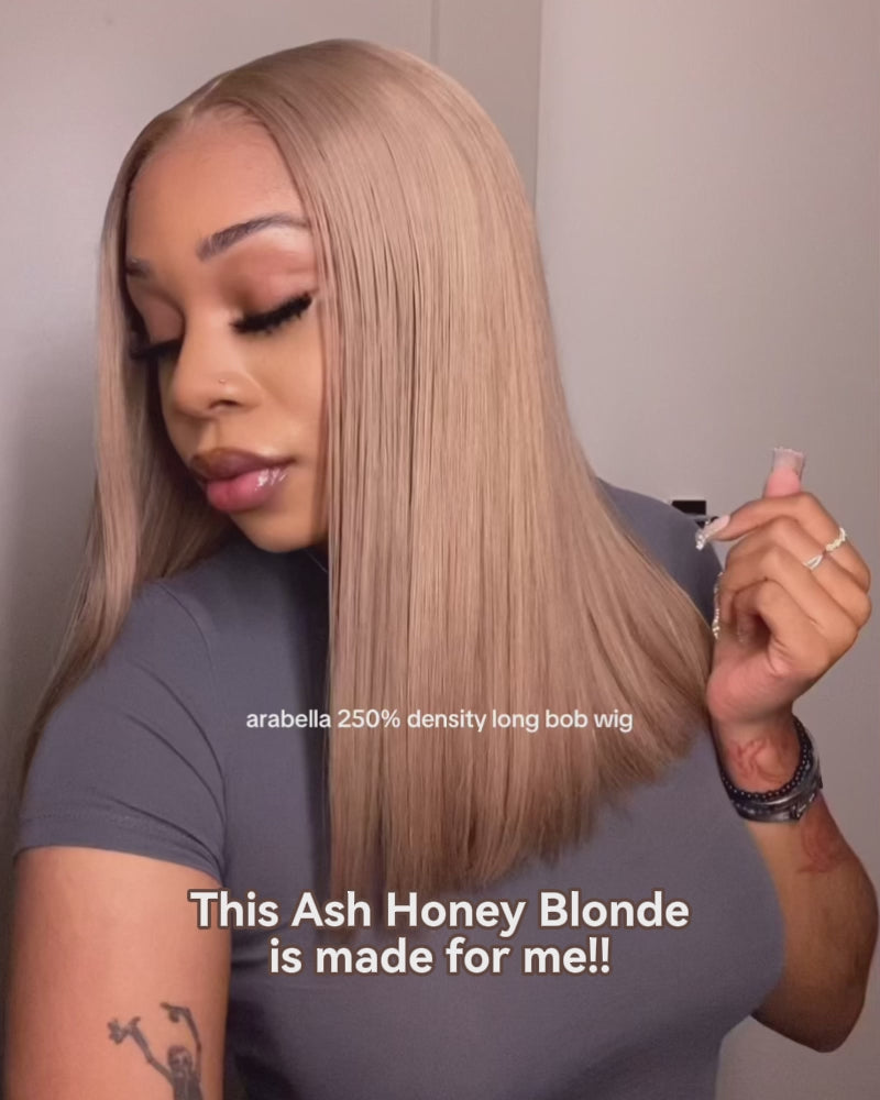 【Limited Design】Ash Honey Blonde Colored Easy-Wear Glueless 6x5 Pre-Cut Lace Straight Bob Wig With Bleached Knots Human Hair Wigs