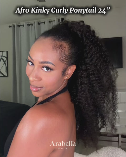Arabella Jerry Curly with Burmese Curly Ponytail Natural Black Hair Extensions Instant Volume 100% Human Hair