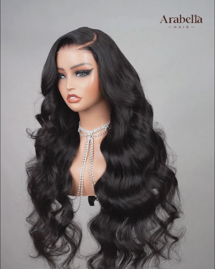 arabella 6x5 lace glueless loose body wave wig natural black beginner friendly real human hair multi angle view