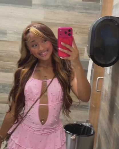 Arabella 13x6 Three-Go™ Chocolate Brown Skunk Stripe Glueless Wig Body Wave With Drawstring 100% Human Hair Wig