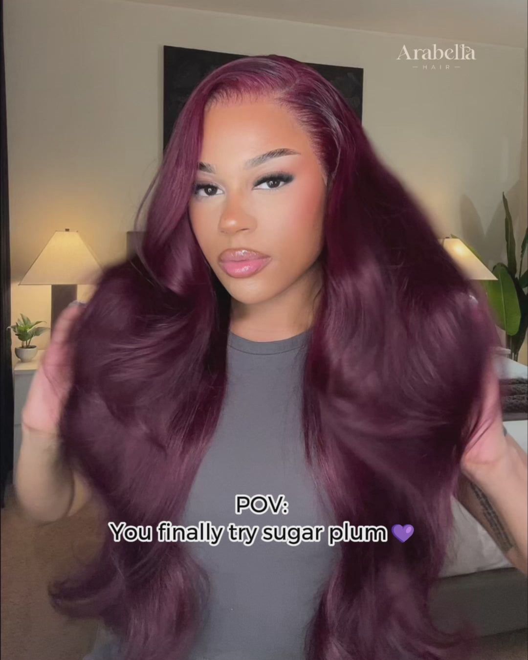 Arabella 13x6 Three-Go™ Dark Plum Glueless Wig Body Wave With Drawstring 100% Human Hair Wig