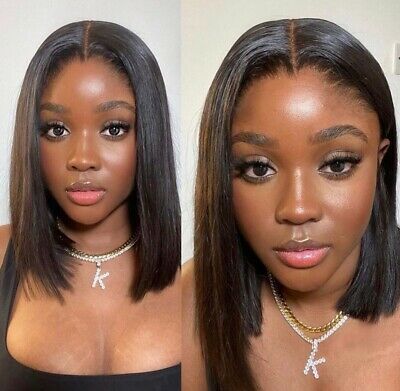 4x4 Lace Straight Bob Wig Natural Black Human Hair Wigs