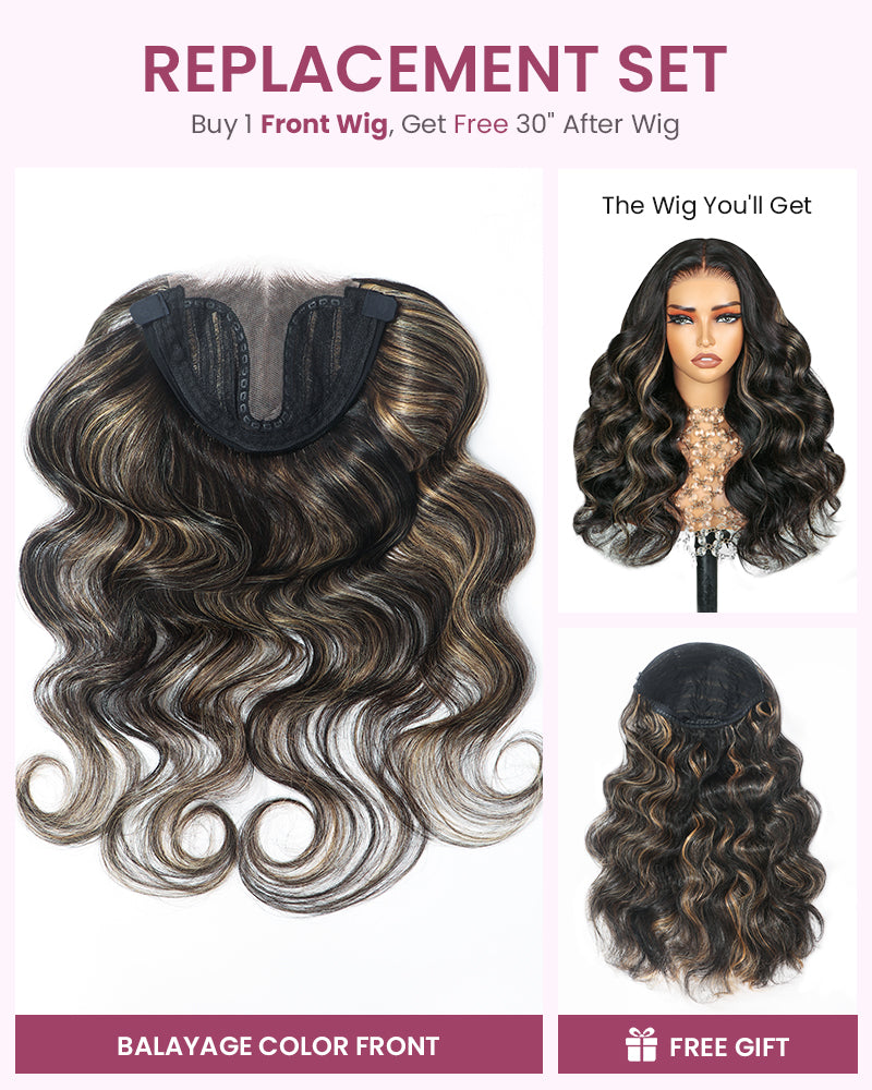 ZIP &amp; Mix-All Wigs | Body Wave 6-Inch Deep Lace Color Optional Replaceable Front Wigs With Free 30 Inch After Wigs