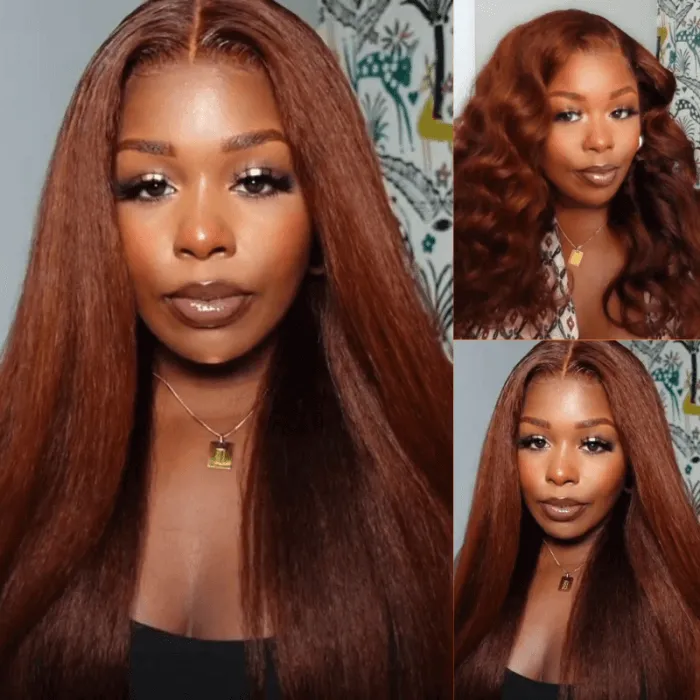 Human hair wig Yaki Straight 