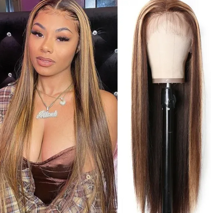 000 4x4 Lace Closure Straight Piano Highlight Colored Wig - Glueless Human Hair Wig