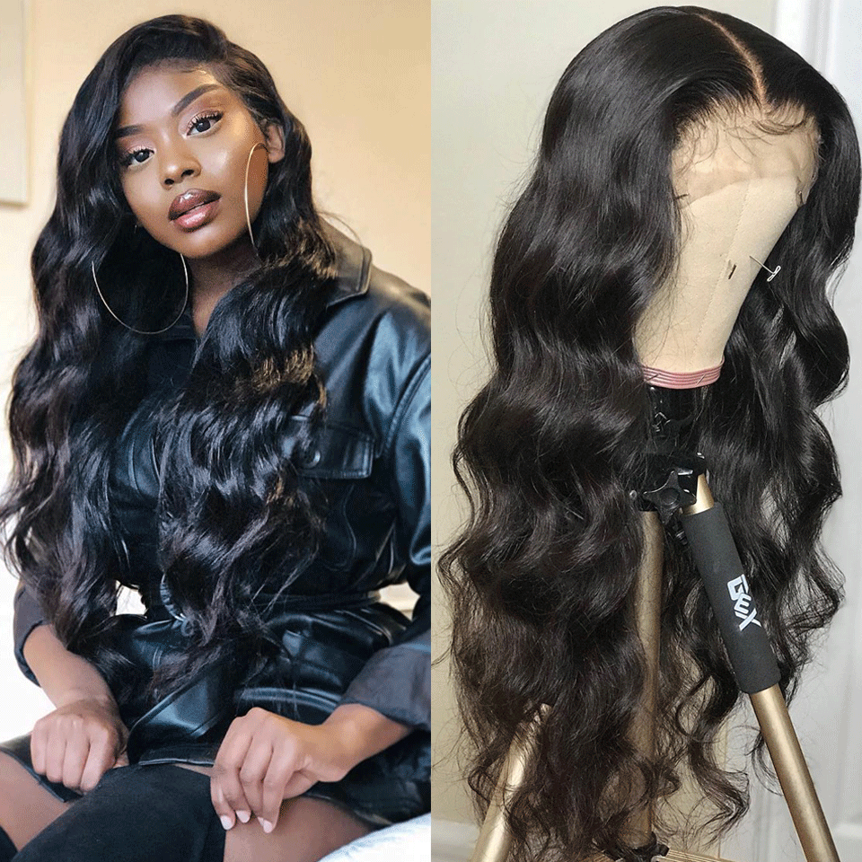 Long Body Wave Free Part Natural Black 13*6 Inch Lace Frontal Wig 210% Density Human Hair Wig - arabellahair.com