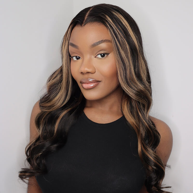 Bogo Sale | 6x5 Lace Highlight Color Body Wave 18&quot;+6-Inches Deep Lace Natural Color Straight Bob 12&quot;