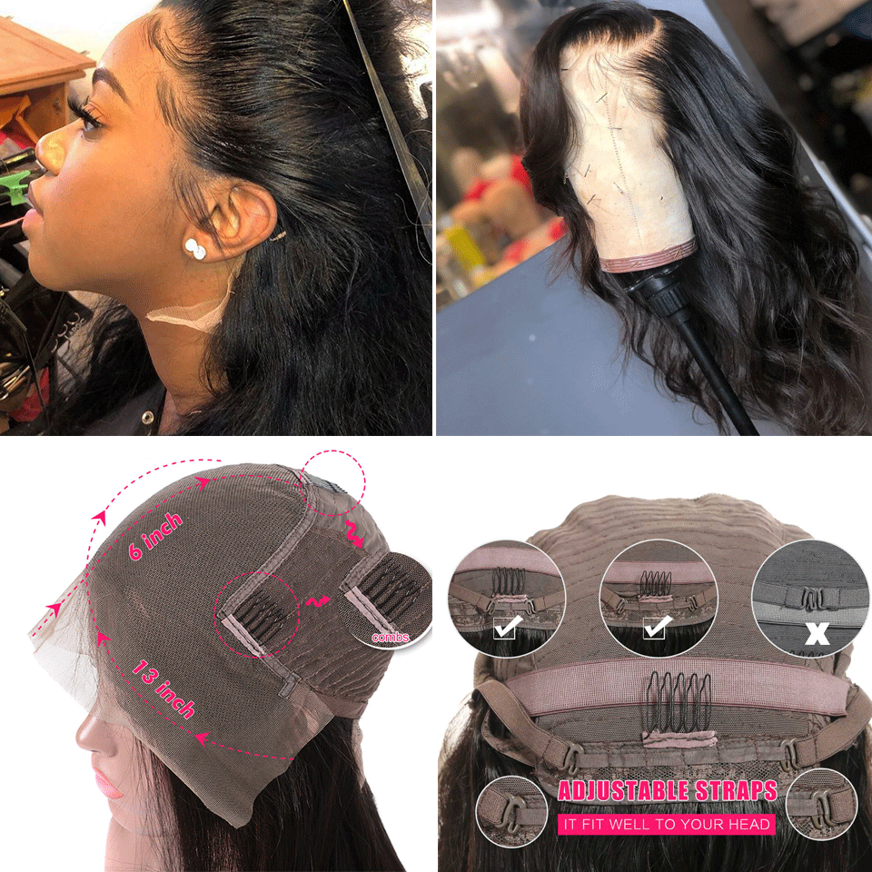 Long Body Wave Free Part Natural Black 13*6 Inch Lace Frontal Wig 210% Density Human Hair Wig - arabellahair.com