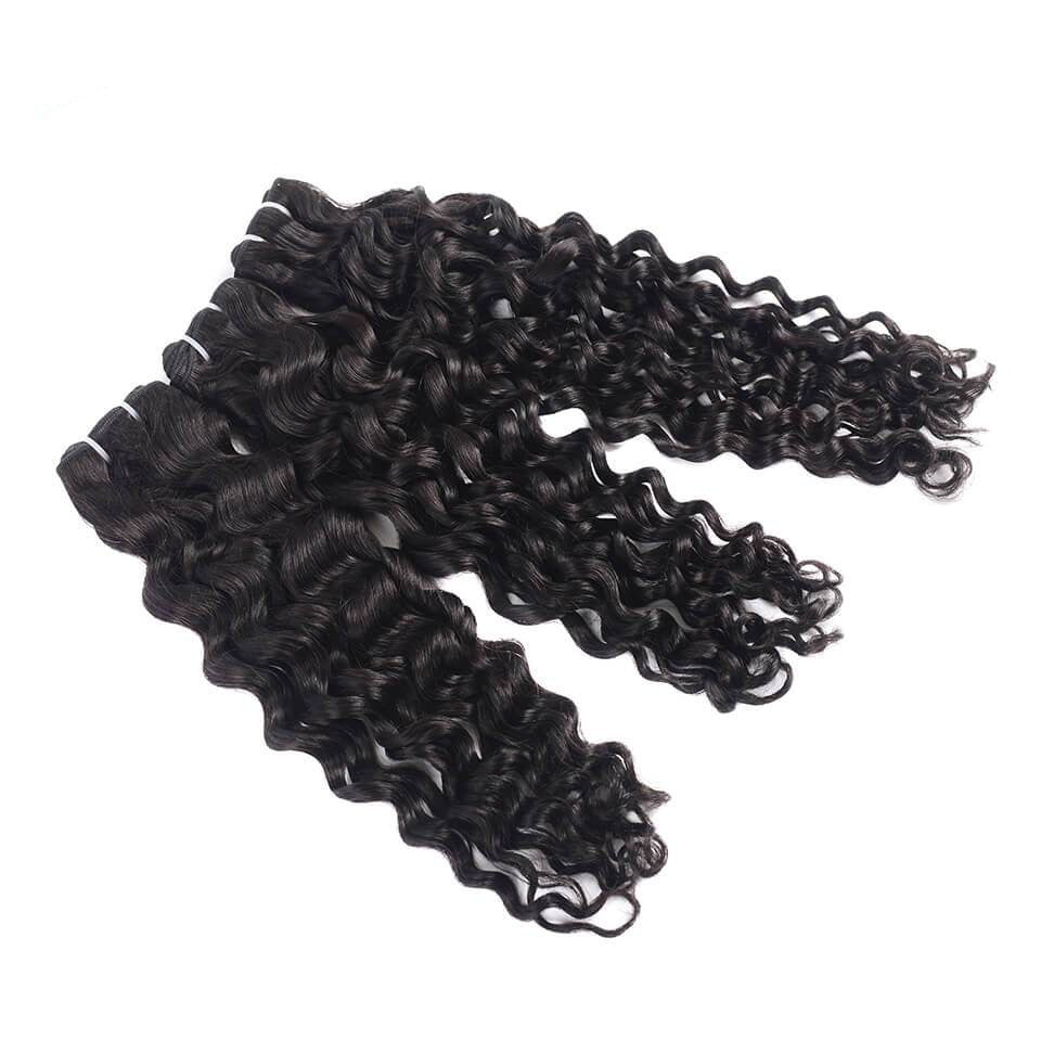 15A Grade Double Drawn Full End  Unprocessed Water Wave Hair Natural Black 3 bundles/pack - arabellahair.com