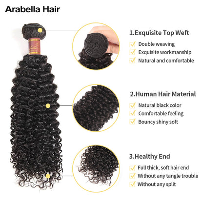 Human hair wig {12A 3Pcs+Closure} Brazilian Jerry Curly 3 Bundles Hair Weft With 4x4 Lace Closure - arabellahair.com